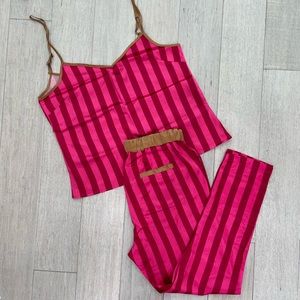 Pink Satin Pajama Set